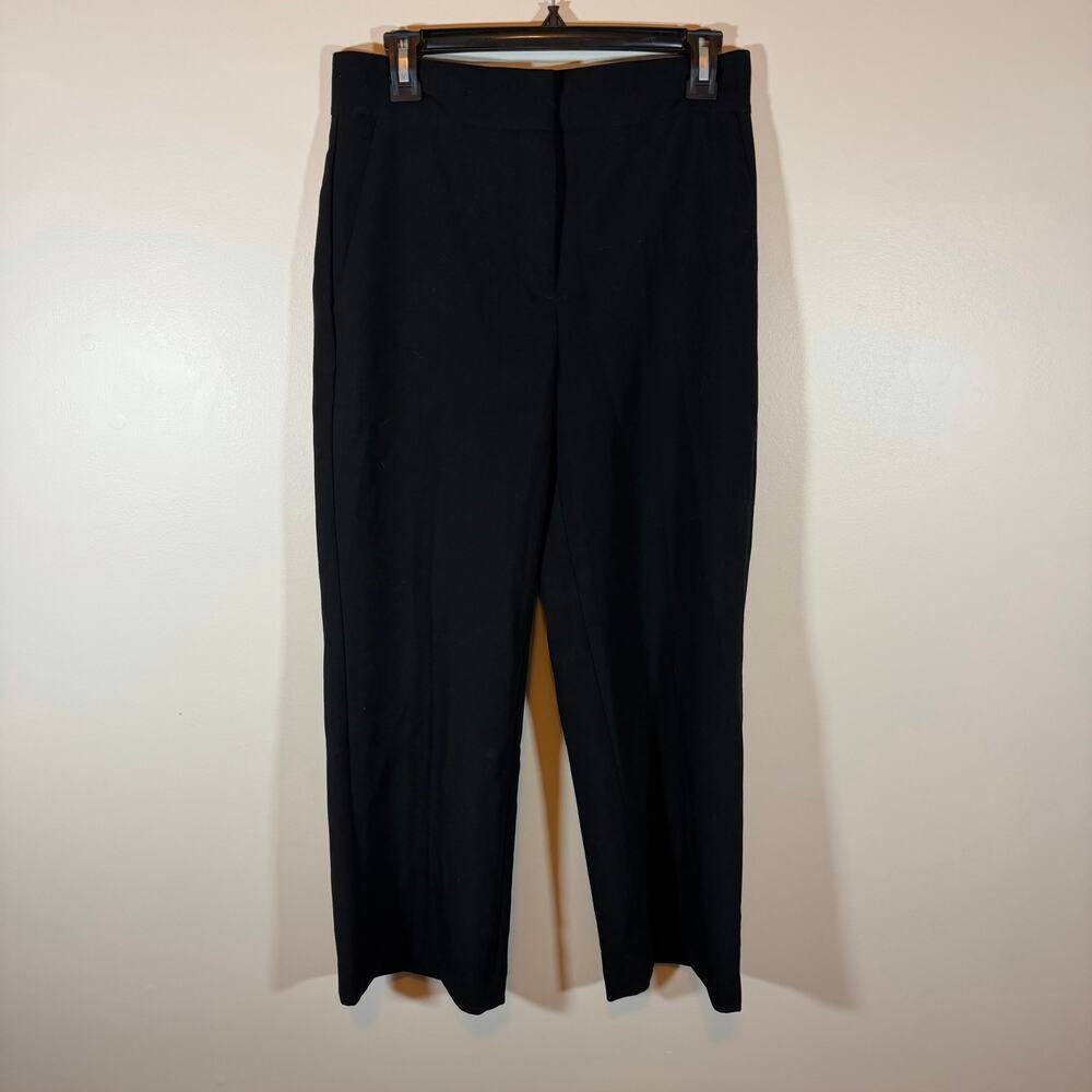 Ann Taylor Factory Black Straight Leg Flat Front Dress Pants Womens 2 Career